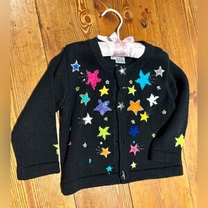 Jack B. Quick Black Cardigan with Neon Embellished Stars Size 4T